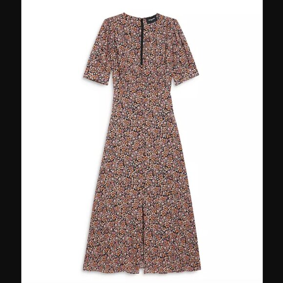 The Kooples Floral Print Button Front Midi Dress Sz. 4 - Picture 1 of 6